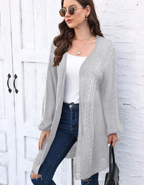 Load image into Gallery viewer, Cable-Knit Open Front Long Sleeve Cardigan
