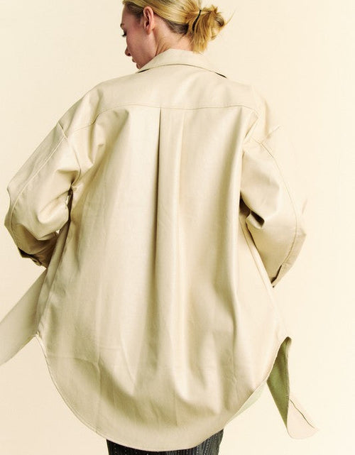 Load image into Gallery viewer, Davi &amp; Dani Faux Leather Button Up Jacket with Chest Pockets
