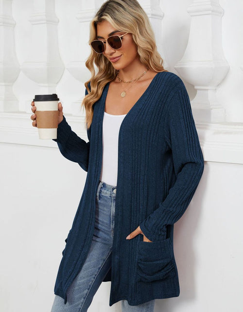 Load image into Gallery viewer, Pocketed Open Front Long Sleeve Cardigan
