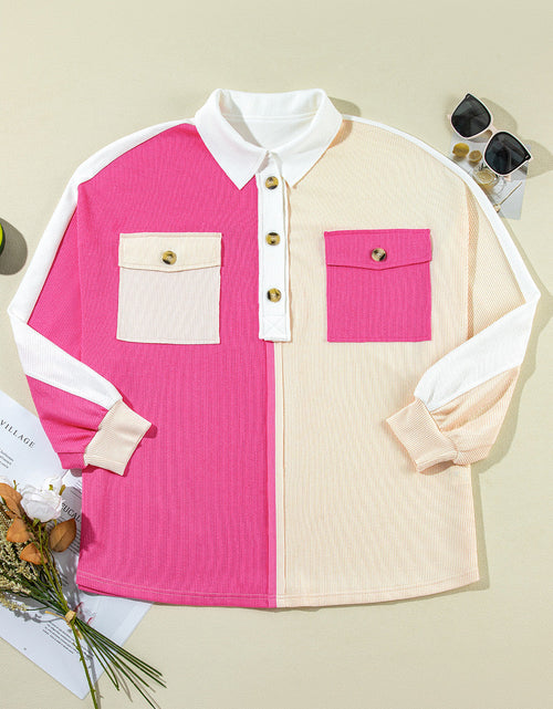 Load image into Gallery viewer, Pocketed Contrast Long Sleeve Sweatshirt
