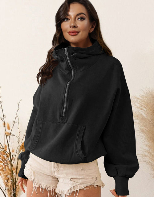 Load image into Gallery viewer, Zip-Up Dropped Shoulder Hoodie
