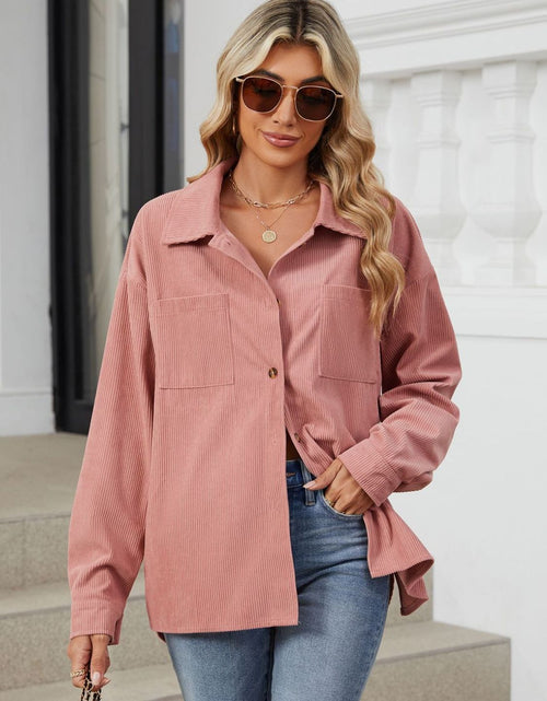Load image into Gallery viewer, Button Up Dropped Shoulder Long Sleeve Outerwear
