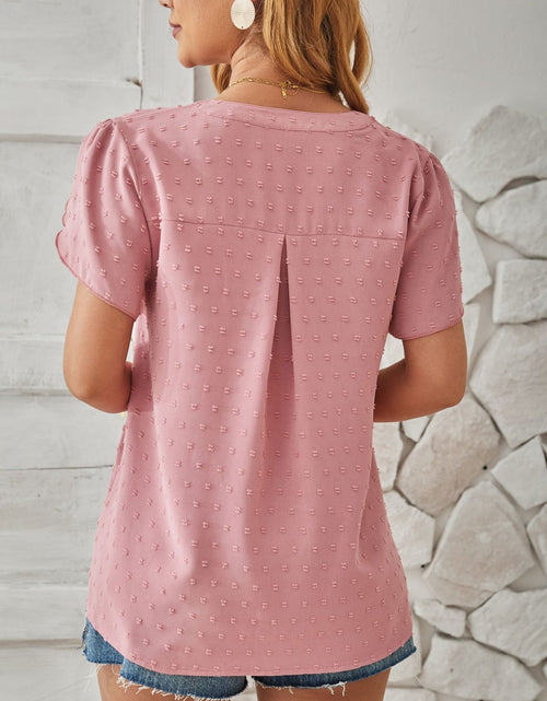 Load image into Gallery viewer, Swiss Dot Notched Petal Sleeve T-Shirt
