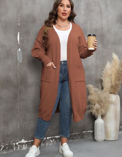Load image into Gallery viewer, Plus Size Long Sleeve Pocketed Cardigan
