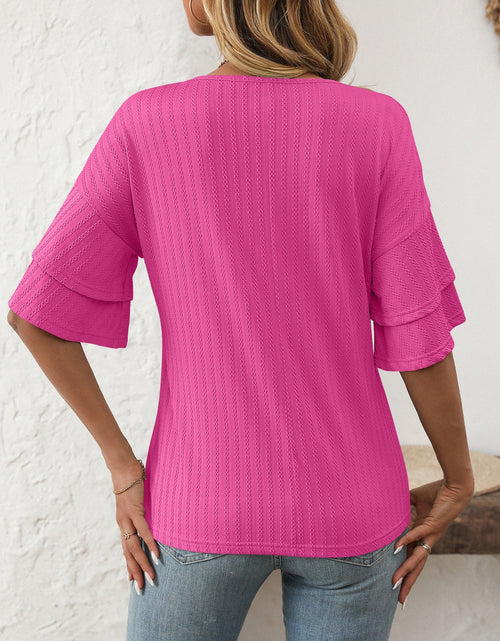 Load image into Gallery viewer, Mandy V-Neck Ruffle Half Sleeve Top
