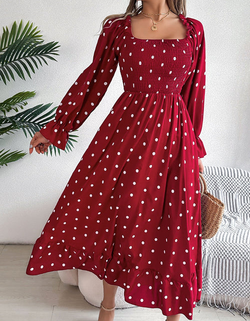 Load image into Gallery viewer, Polka Dot Flounce Sleeve Midi Dress

