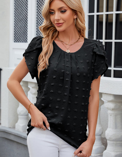 Load image into Gallery viewer, Swiss Dot Round Neck Short Sleeve T-Shirt
