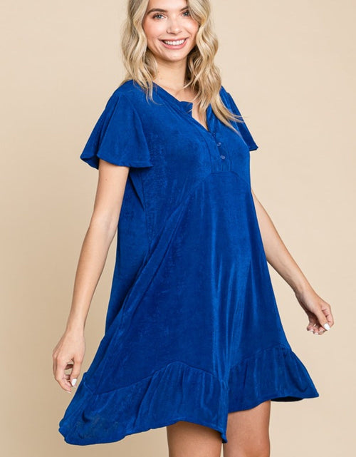 Load image into Gallery viewer, Culture Code Full Size Short Sleeve Ruffled Asymmetric Hem Dress
