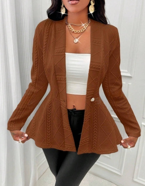 Load image into Gallery viewer, One Button Textured Peplum Cardigan
