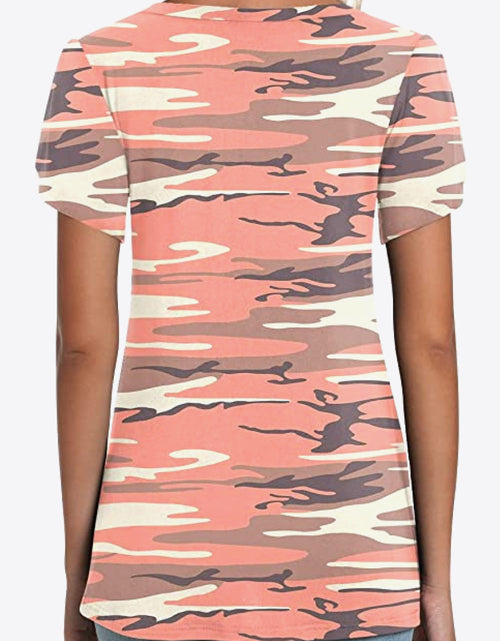 Load image into Gallery viewer, Printed Petal Sleeve V-Neck Blouse

