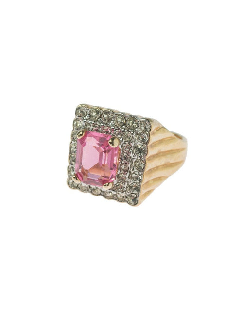Load image into Gallery viewer, Vintage Austrian Crystal Cocktail Ring 18k Yellow or White Gold Electroplated Women's Birthstne RingMade in USA by PVD Vintage Jewelry

