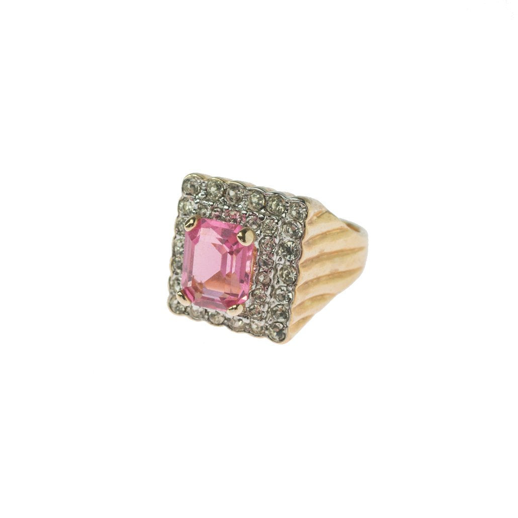 Vintage Austrian Crystal Cocktail Ring 18k Yellow or White Gold Electroplated Women's Birthstne RingMade in USA by PVD Vintage Jewelry