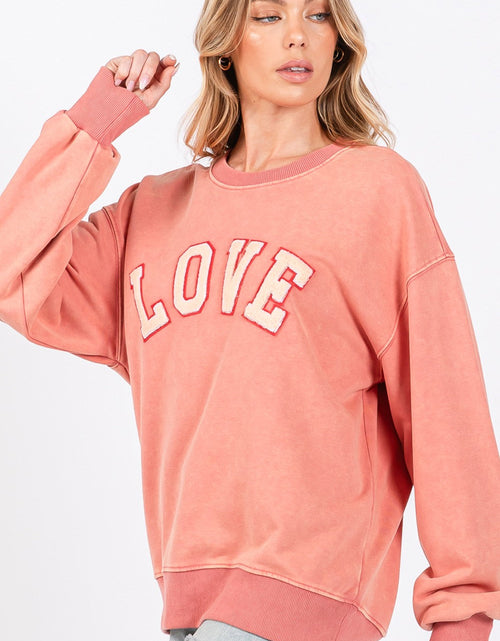 Load image into Gallery viewer, SAGE + FIG LOVE Path Applique Drop Shoulder Sweatshirt

