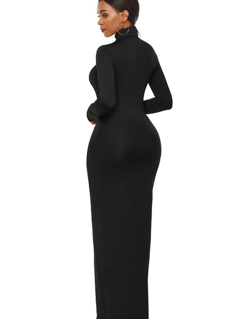 Load image into Gallery viewer, Mock Neck Long Sleeve Maxi Slim Dress

