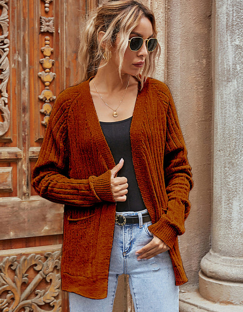 Load image into Gallery viewer, Ribbed Open Front Long Sleeve Cardigan
