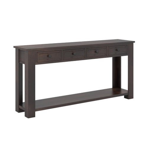 Load image into Gallery viewer, 63 Inches Farmhouse Entryway Table with 4 Storage Drawers and Open Shelf-Espresso
