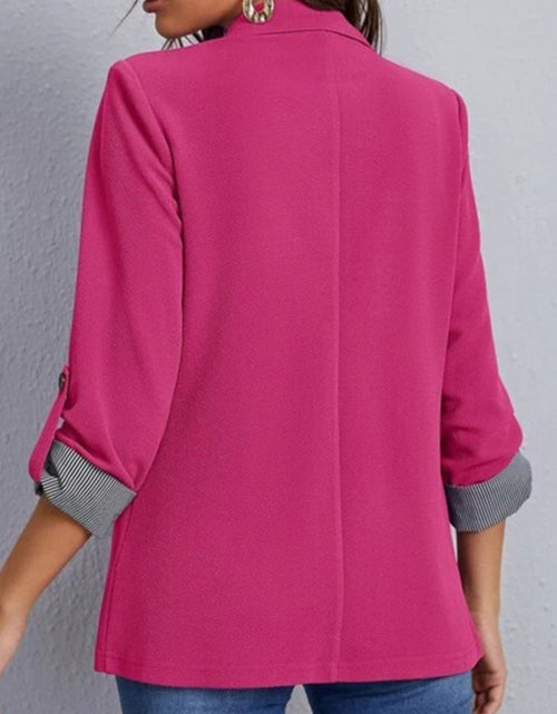 Load image into Gallery viewer, Lapel Collar Roll-Tab Sleeve Blazer
