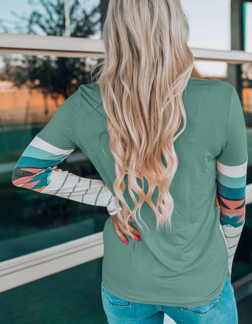 Load image into Gallery viewer, Geometric Round Neck Long Sleeve T-Shirt

