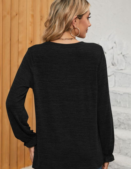 Load image into Gallery viewer, Ruched Round Neck Flounce Sleeve T-Shirt
