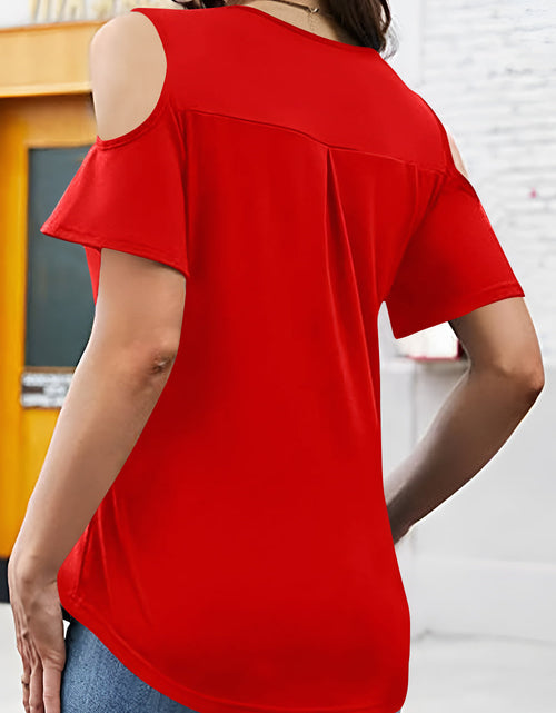 Load image into Gallery viewer, Full Size Half Zip Cold Shoulder Top
