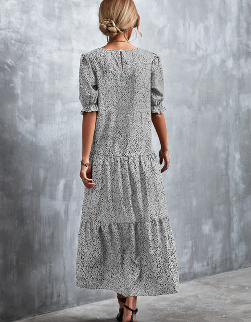 Load image into Gallery viewer, Printed Flounce Sleeve Tiered Dress
