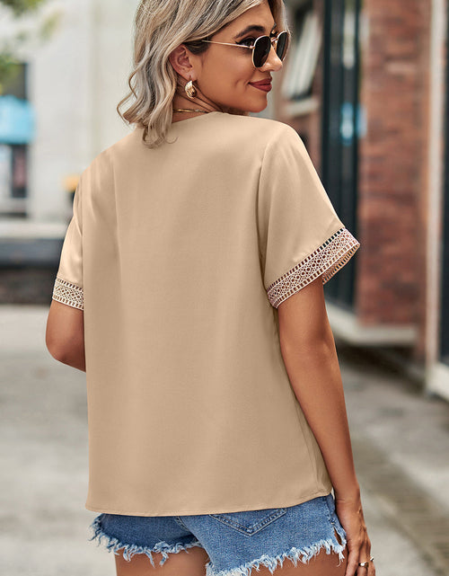Load image into Gallery viewer, Openwork V-Neck Short Sleeve T-Shirt
