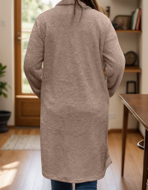 Load image into Gallery viewer, Full Size One Button Long Sleeve Longline Plush Coat
