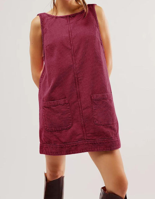 Load image into Gallery viewer, Mandy Round Neck Wide Strap Mini Dress with Pockets
