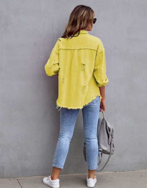 Load image into Gallery viewer, Distressed Drop Shoulder Denim Jacket
