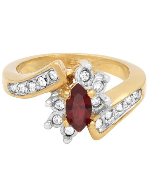 Load image into Gallery viewer, Vintage 1980s Ring Zirconia with Clear Austrian Crystals 18k Yellow Gold Electroplated by PVD Vintage Jewelry
