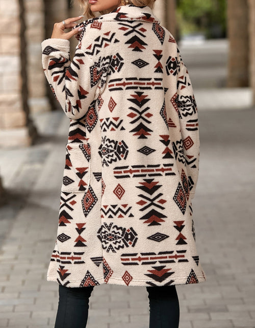 Load image into Gallery viewer, Geometric Pocketed Dropped Shoulder Coat
