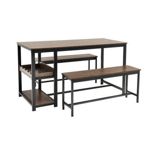 Load image into Gallery viewer, 3 Pieces Dining Table Set for 4 with Wine Rack-Brown
