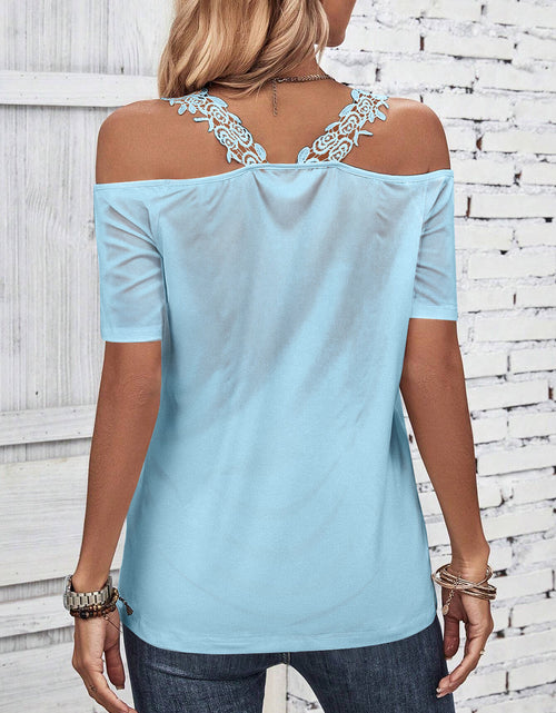 Load image into Gallery viewer, Full Size Lace Detail Short Sleeve T-Shirt
