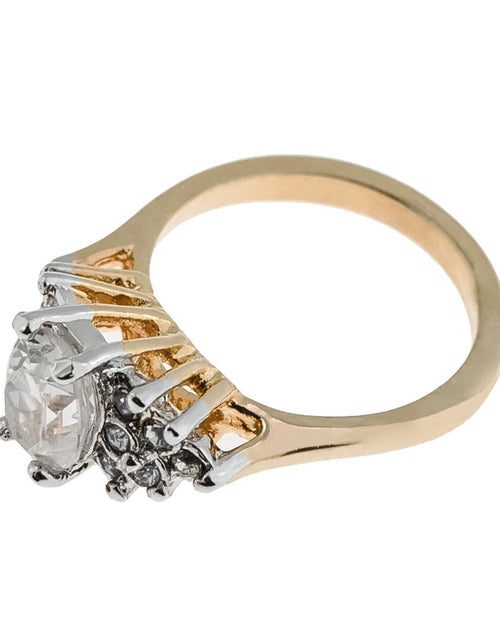 Load image into Gallery viewer, Vintage 1980's Cubic Zirconia Ring with Clear Austrian Crystals 18k Yellow Gold Electroplated by PVD Vintage Jewelry
