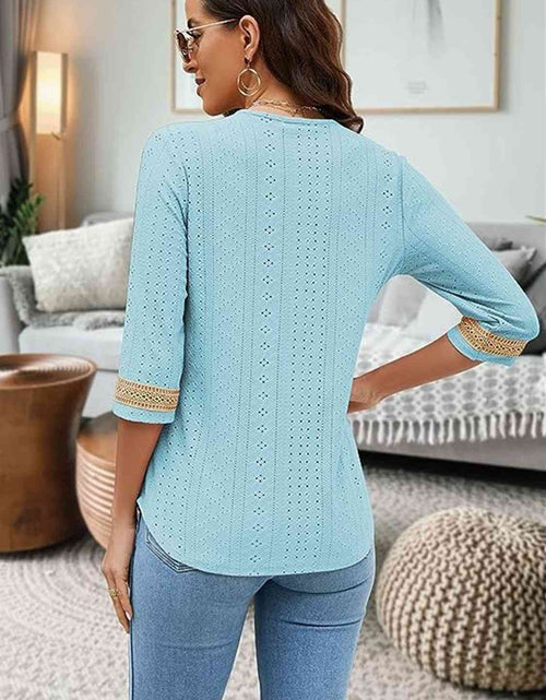 Load image into Gallery viewer, V-Neck Eyelet Blouse
