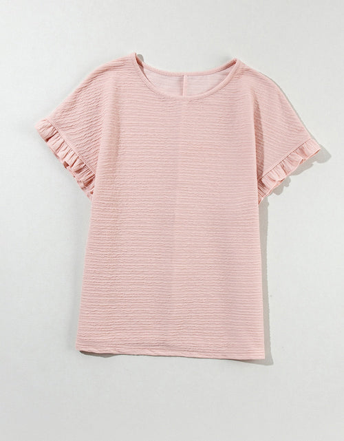 Load image into Gallery viewer, Round Neck Frill Short Sleeve T-Shirt
