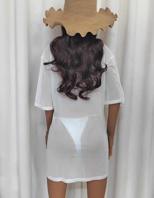 Load image into Gallery viewer, Mesh Boat Neck Half Sleeve Cover Up
