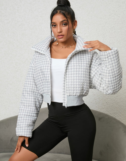 Load image into Gallery viewer, Houndstooth Zip-Up Jacket
