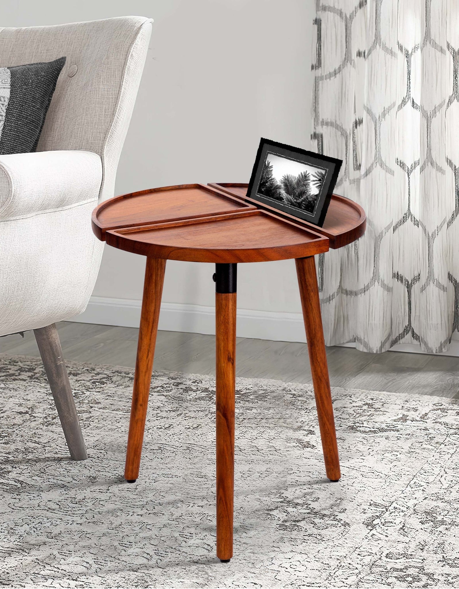 Round Acacia Wood Side Accent Table by Blak Hom