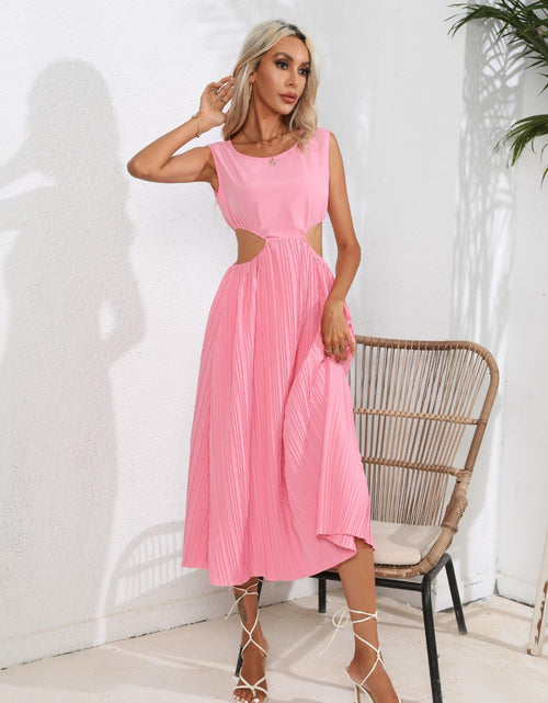 Load image into Gallery viewer, Cutout Ruched Round Neck Tank Dress
