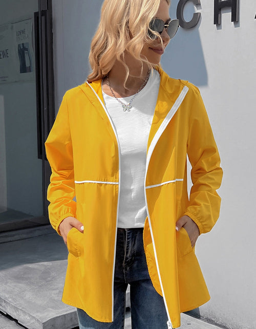 Load image into Gallery viewer, Ivy Lane Zip Up Long Sleeve Hooded Watertight Jacket

