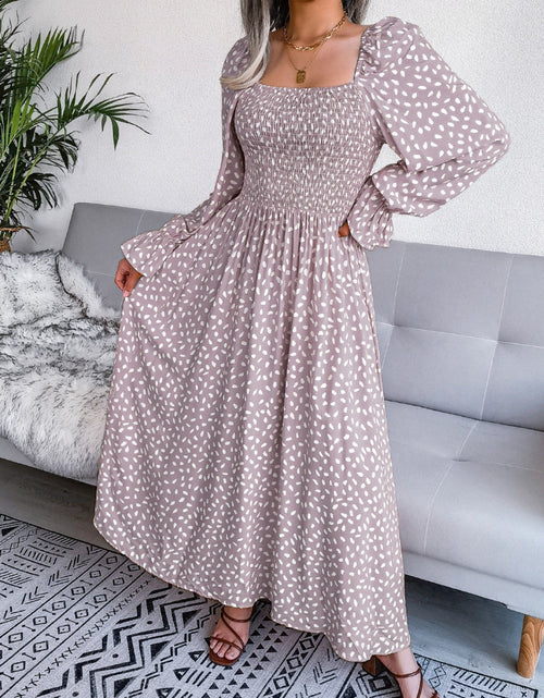 Load image into Gallery viewer, Smocked Square Neck Flounce Sleeve Dress by BlakWardrob
