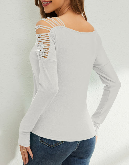 Load image into Gallery viewer, Rhinestone Cutout Long Sleeve T-Shirt
