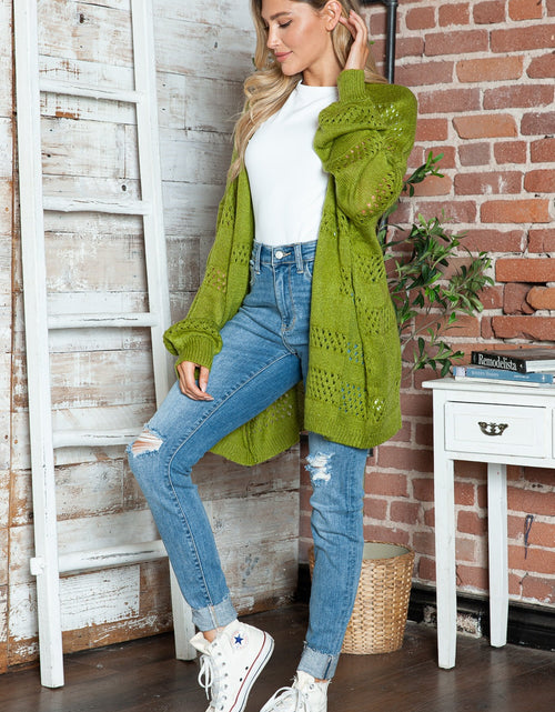 Load image into Gallery viewer, Openwork Open Front Long Sleeve Cardigan
