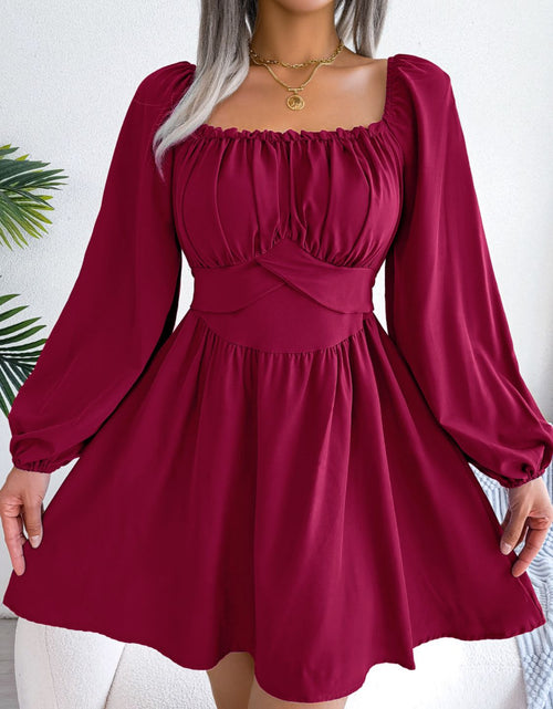 Load image into Gallery viewer, Tied Square Neck Balloon Sleeve Dress
