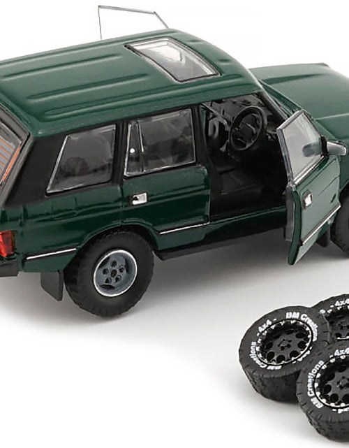 Load image into Gallery viewer, Land Rover Range Rover Classic LSE RHD (Right Hand Drive) Green with Sunroof with Extra Wheels 1/64 Diecast Model Car by BM Creations

