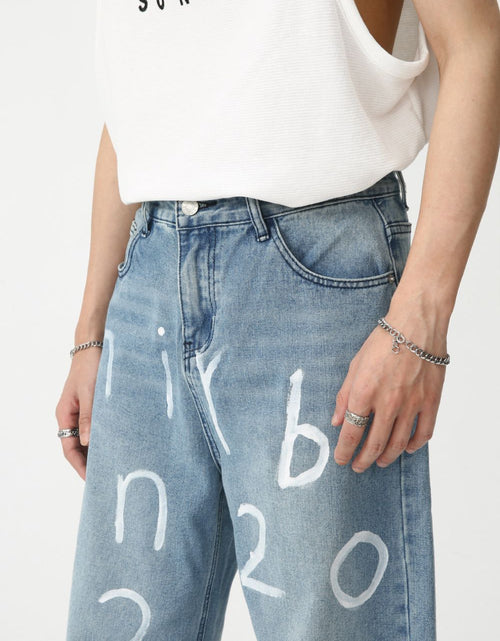 Load image into Gallery viewer, Men's Graffiti Wide Leg Jeans
