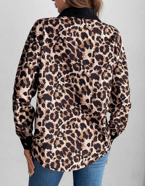 Load image into Gallery viewer, Leopard Collared Neck Button Up Shacket
