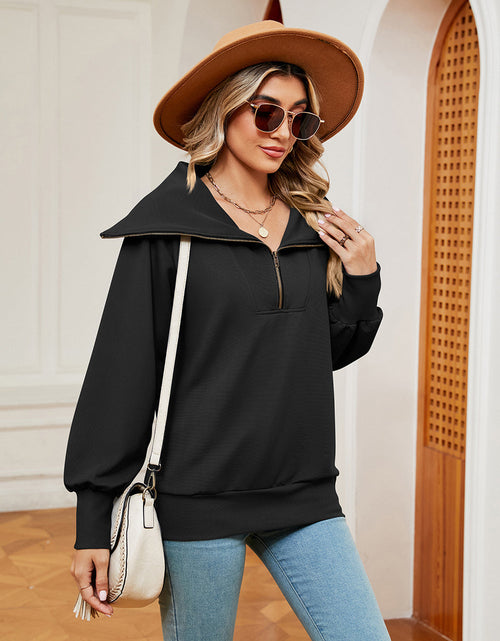 Load image into Gallery viewer, Half-Zip Collared Sweatshirt
