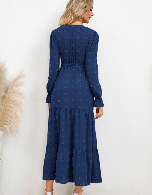 Load image into Gallery viewer, Swiss Dot Tied Surplice Flounce Sleeve Dress
